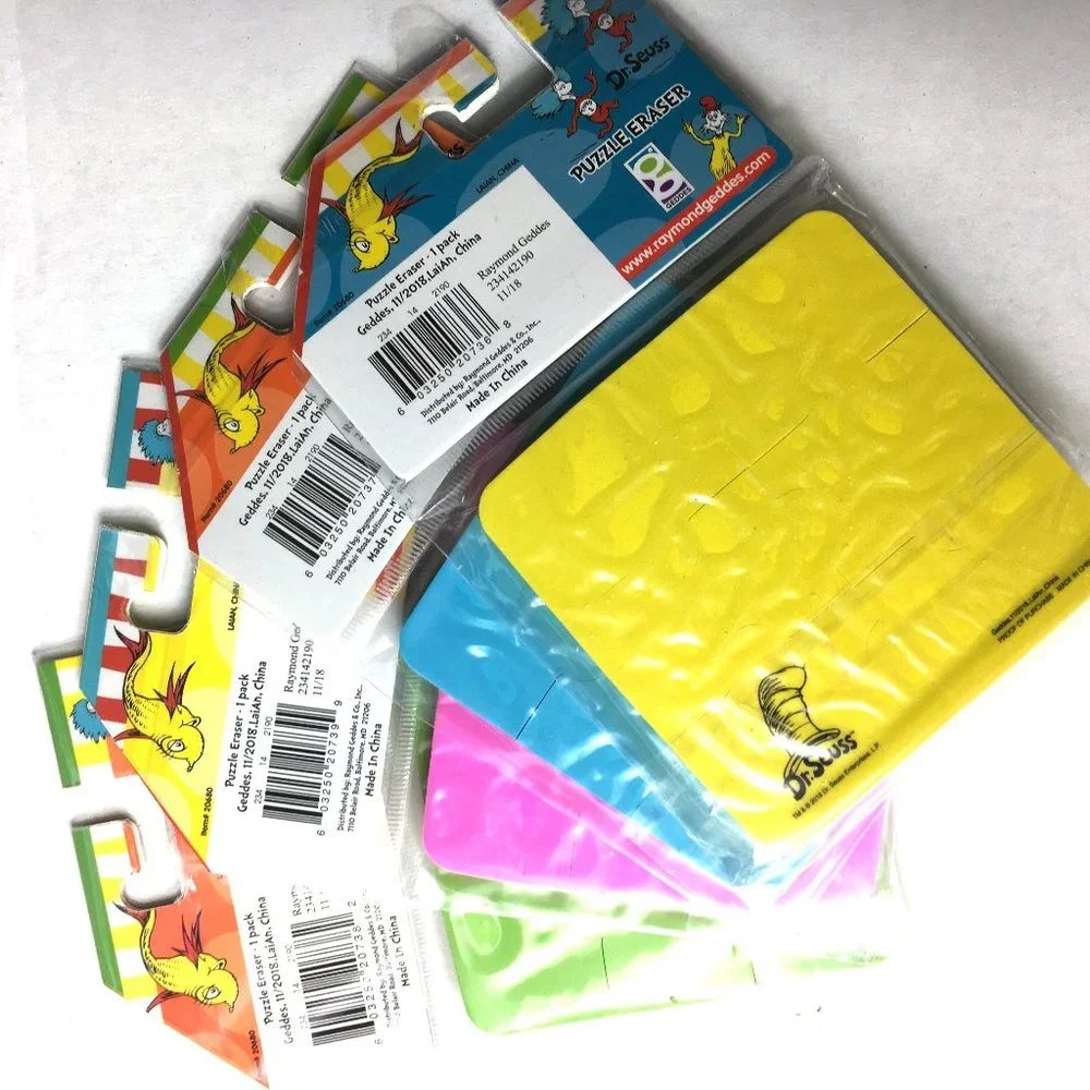 Dr. Seuss 6 pc Puzzle Eraser -  Bundle of 4 Pkg - (24 Pc. Total ) NWT NOS